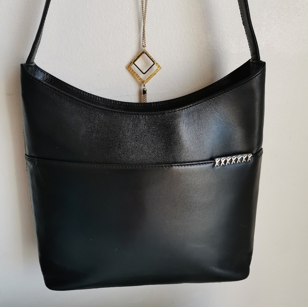 VINTAGE PALOMA PICASSO BLACK LEATHER SHOULDER BAG - Picture 2 of 10